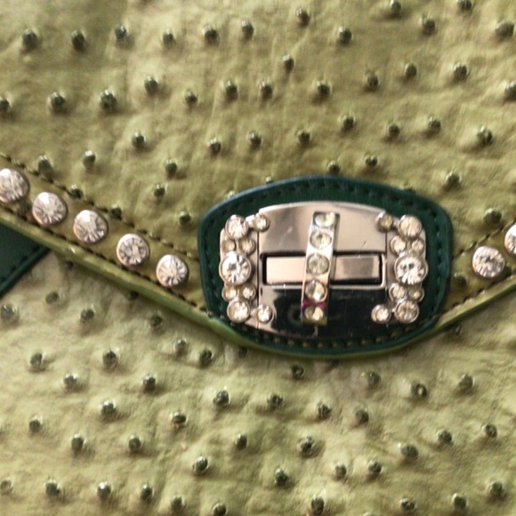 Olive and Green Blingy Clutch Bag - Picture 3 of 3